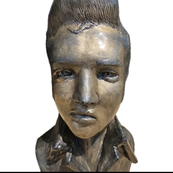 Elvis Presley Bronze Bust Ceramic Head Bust King Of Rock Decor Collectable 50s - Picture 7 of 13